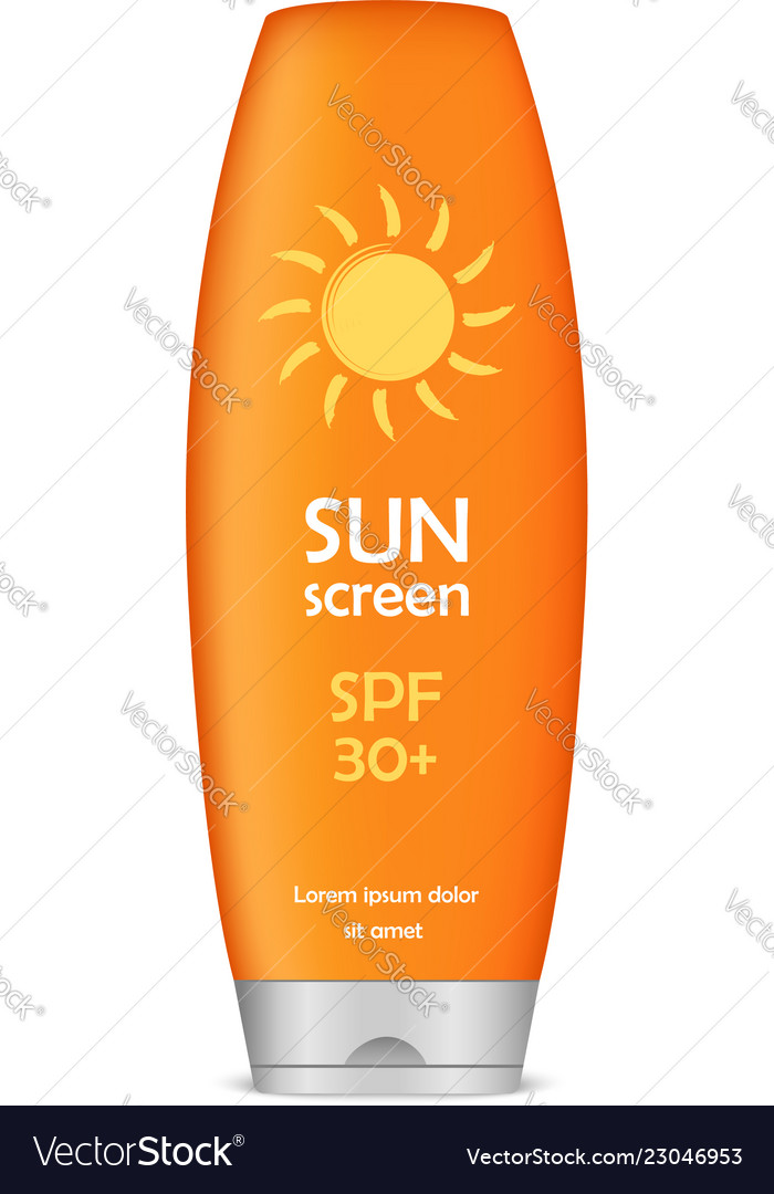 Sun screen cream icon realistic style Royalty Free Vector