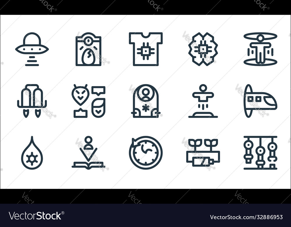 Technology future line icons linear set vector image Technology future line icons linear set