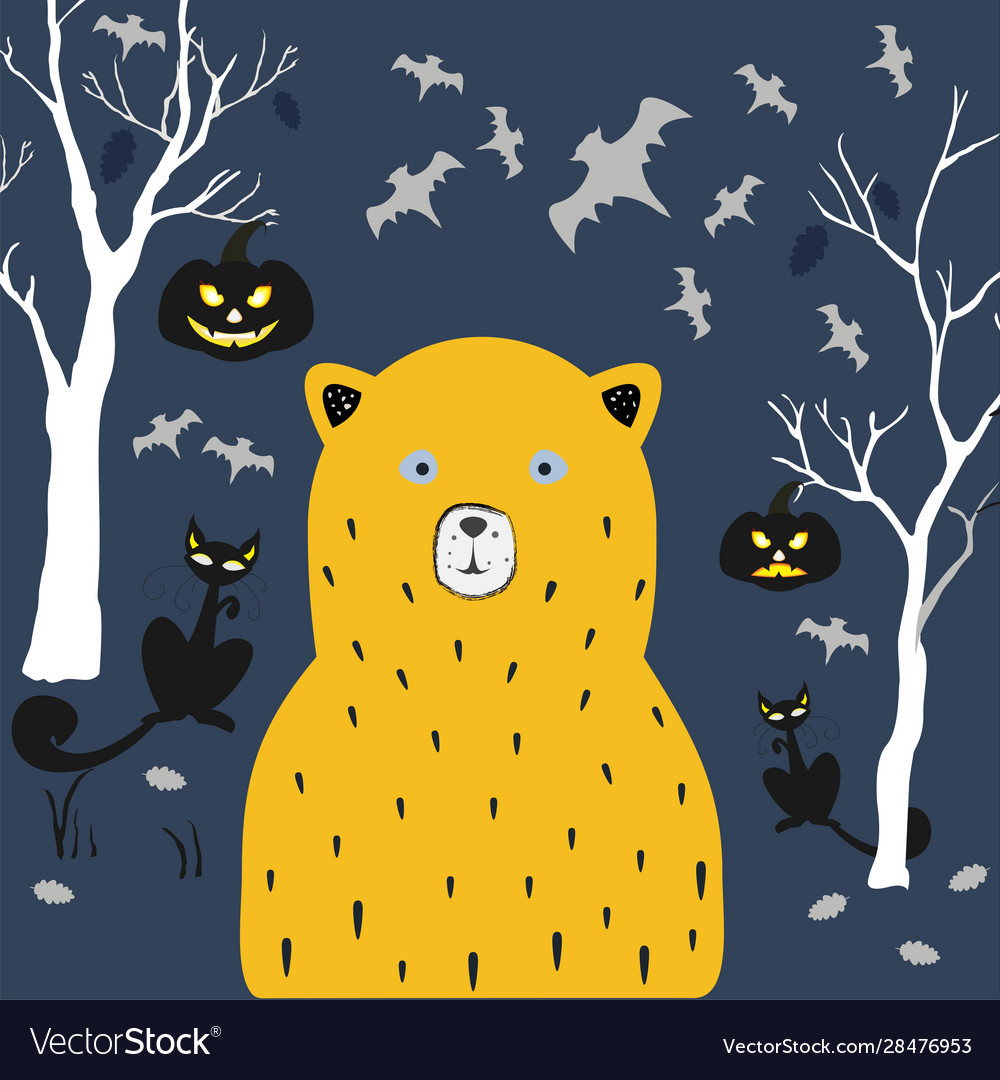 Terrifying black bear on dark background vector image Terrifying black bear on dark background