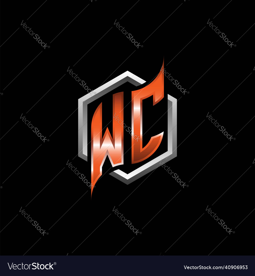 Wc monogram geometric orange with hexagonal