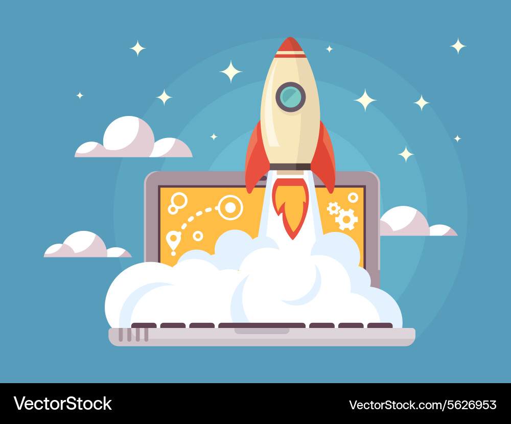 Web start up flat style Royalty Free Vector Image