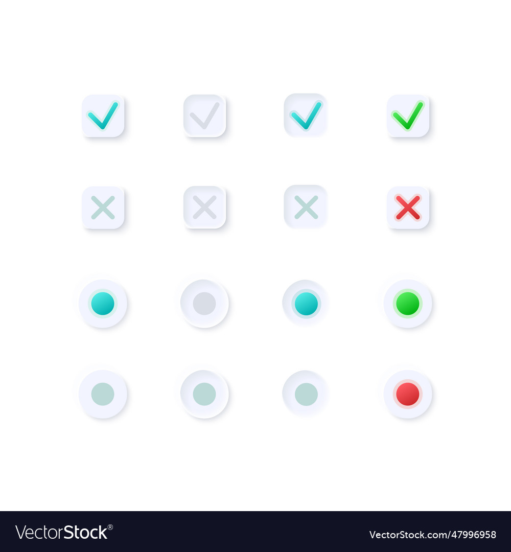 Active and inactive marks ui elements kit vector image Active and inactive marks ui elements kit