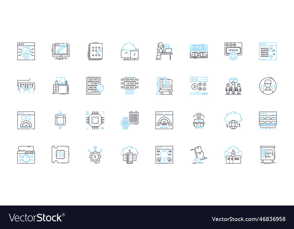 Cloud communication linear icons set