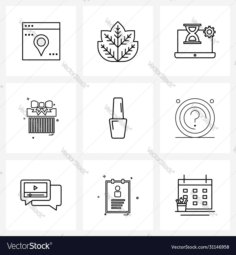 Modern style set 9 line pictograph grid based