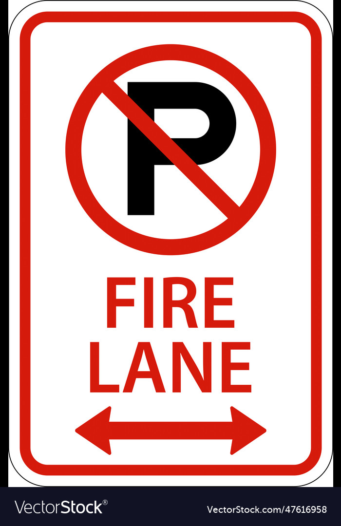 Kein Parkplatz Feuerspur Doppelpfeil Zeichen auf weiß vector image Kein Parkplatz Feuerspur Doppelpfeil Zeichen auf weiß