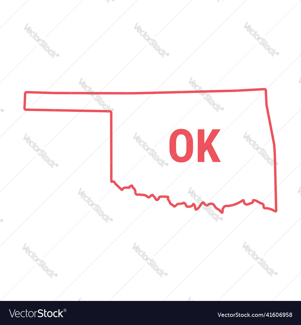 Oklahoma us state map red outline border Vector Image