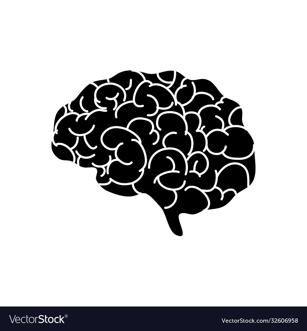 Profile human brain icon silhouette style Vector Image