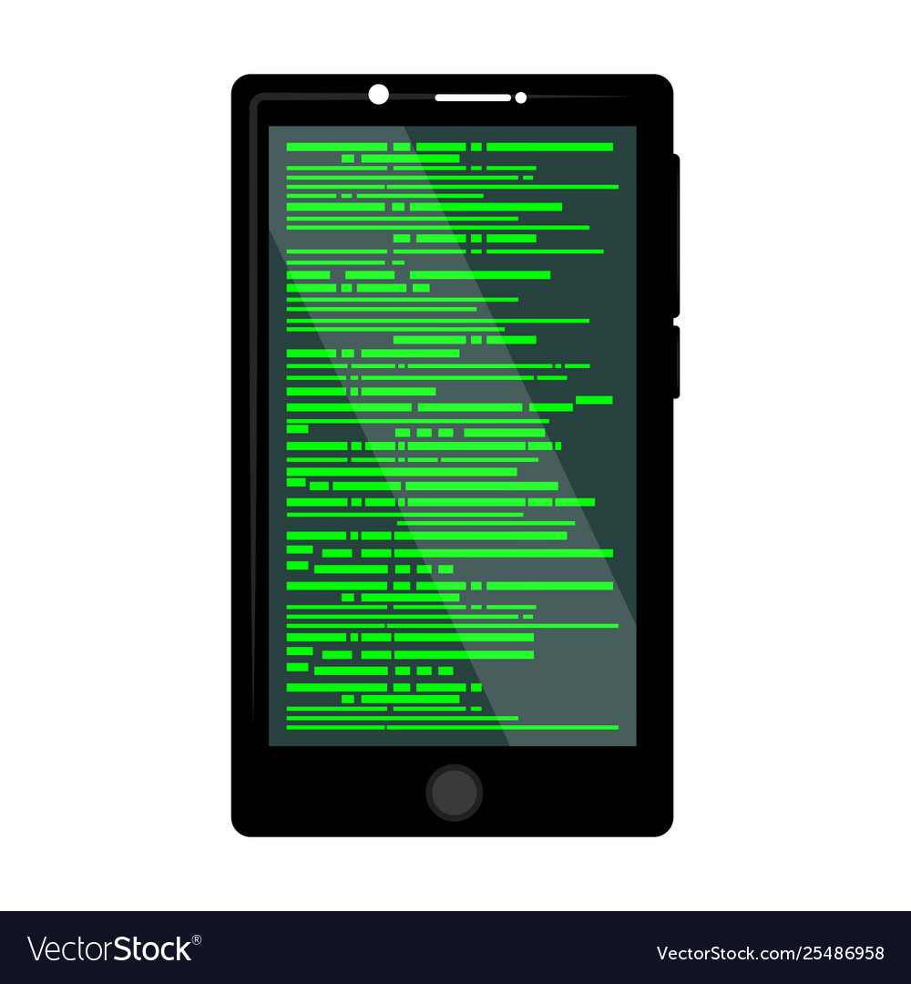 Programming code on a smartphone screen