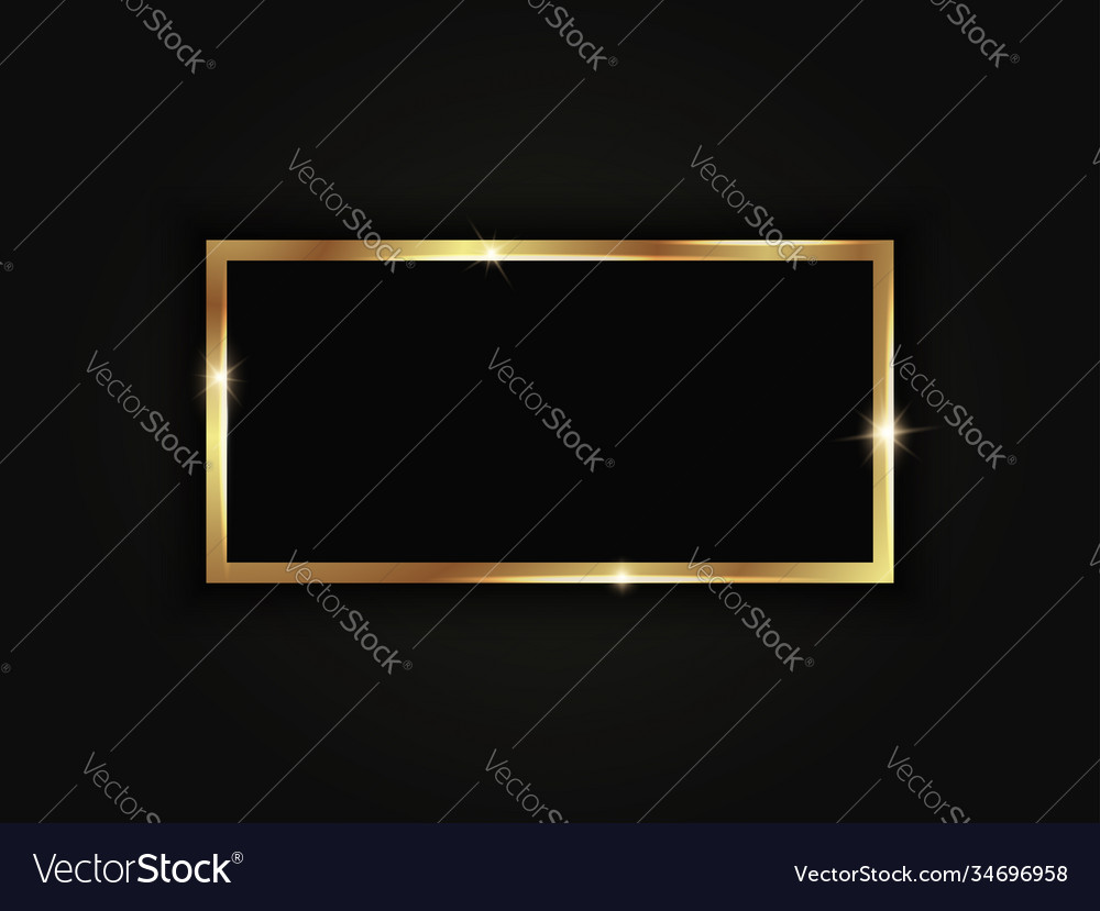 Rectangular golden sparkling frame isolated vector image Rectangular golden sparkling frame isolated