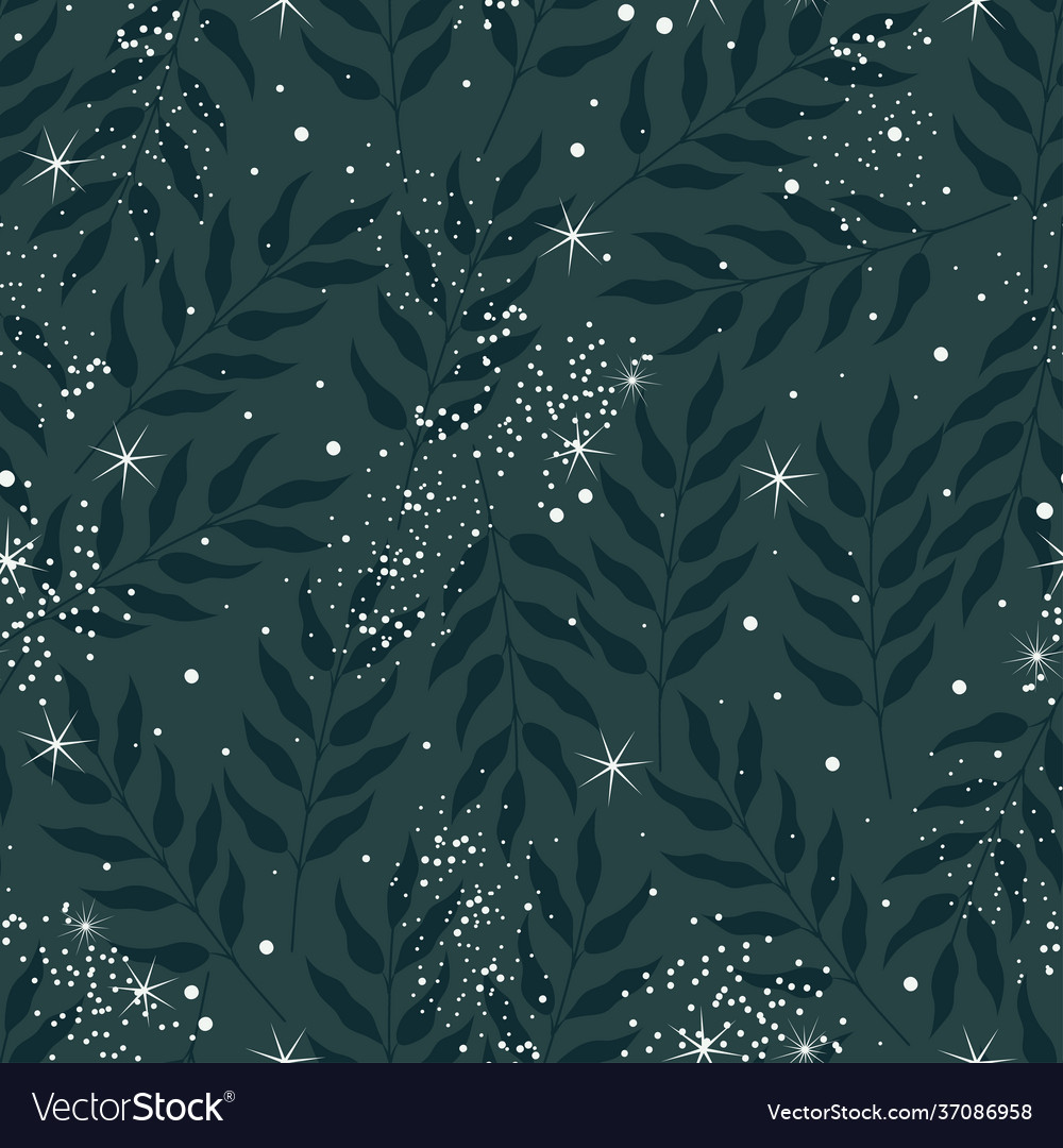 Seamless nature pattern dark green background