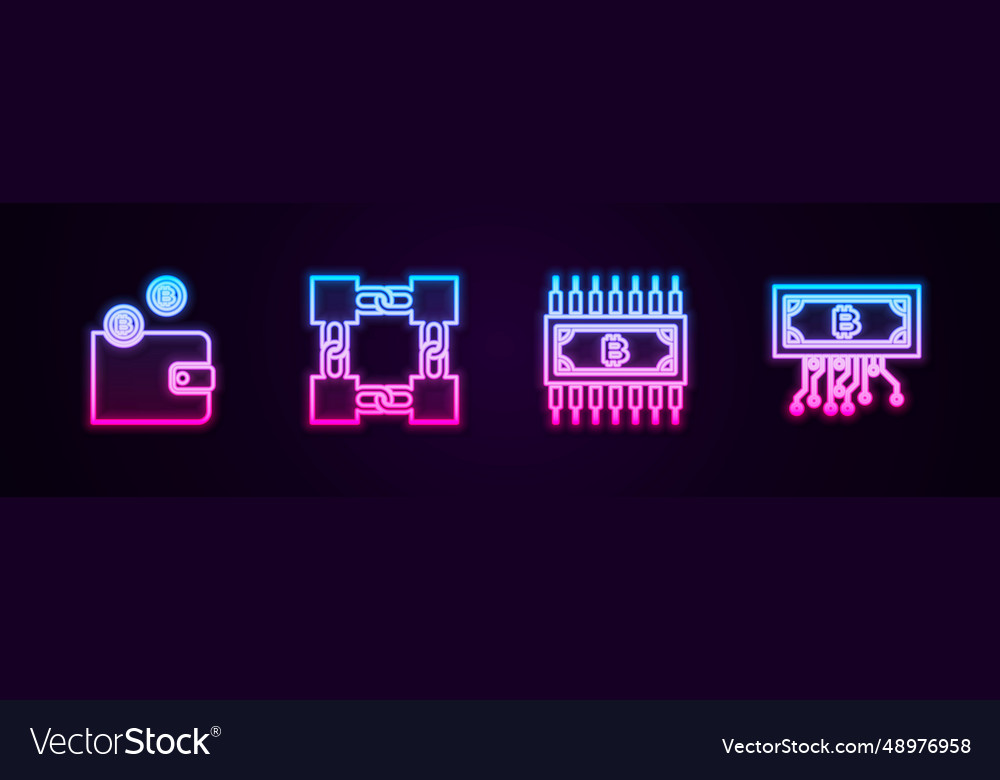 Set line cryptocurrency wallet blockchain vector image Set line cryptocurrency wallet blockchain