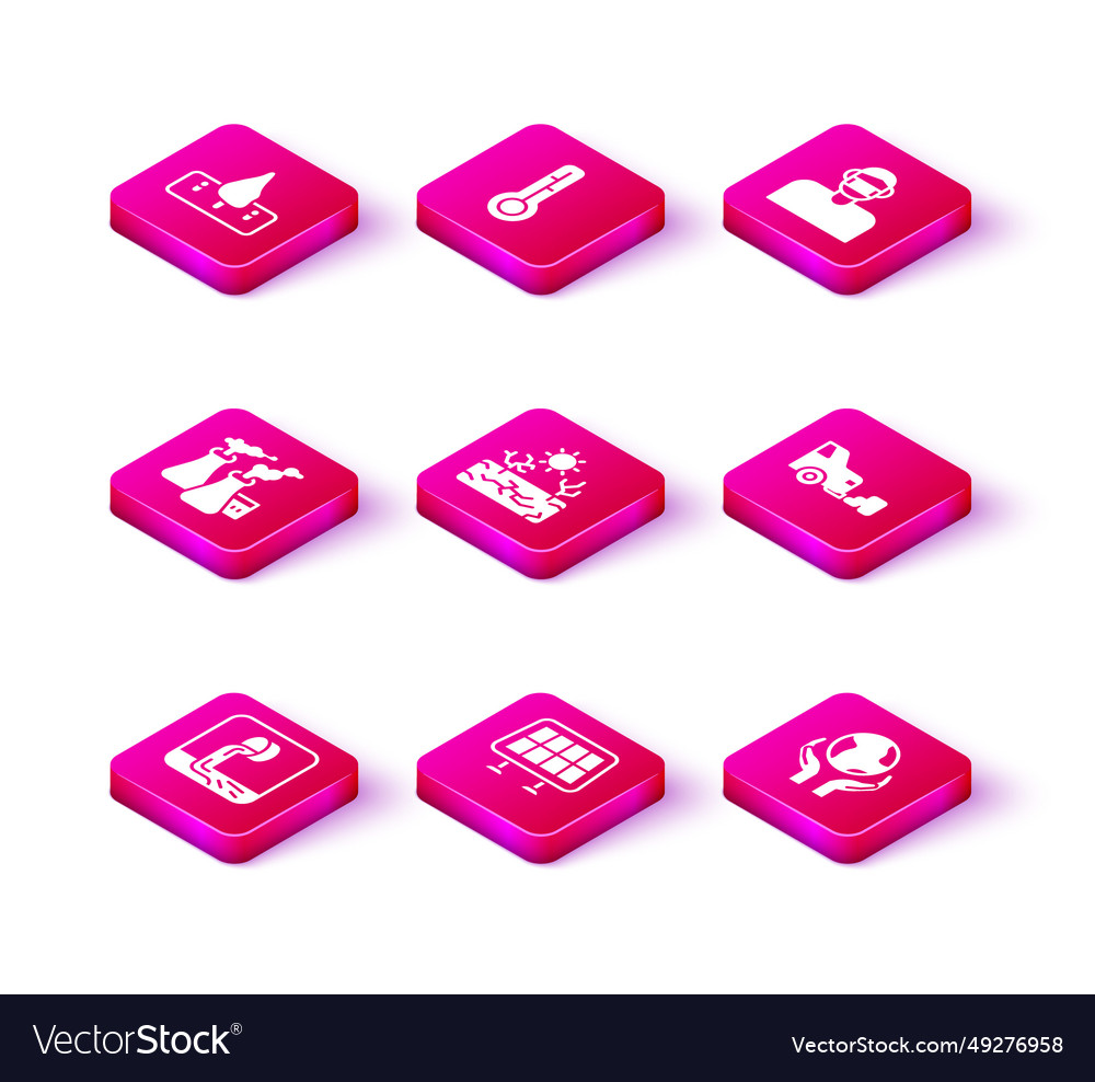 Set wastewater solar energy panel smoke from vector image Set wastewater solar energy panel smoke from