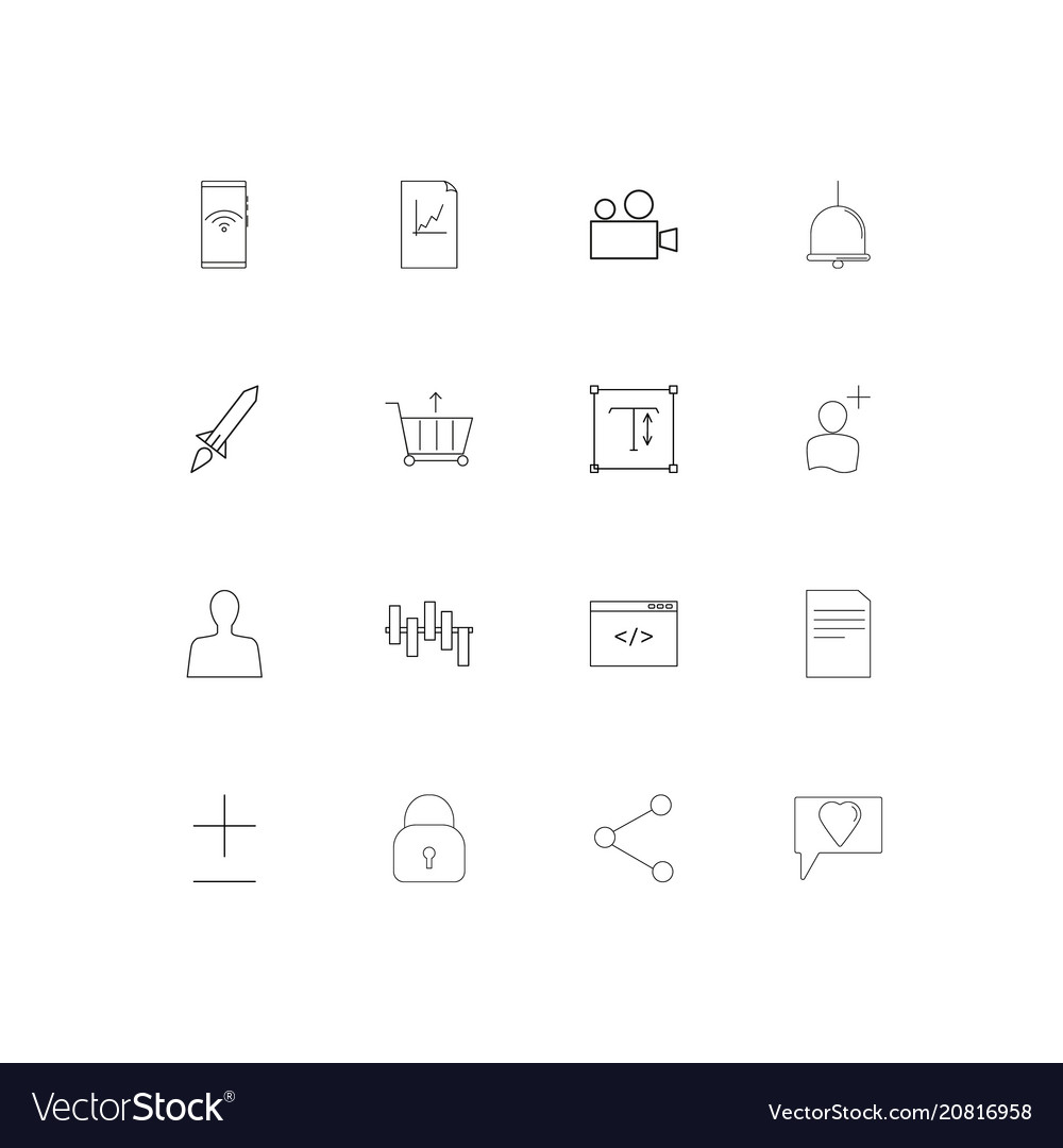 Web linear thin icons set outlined simple