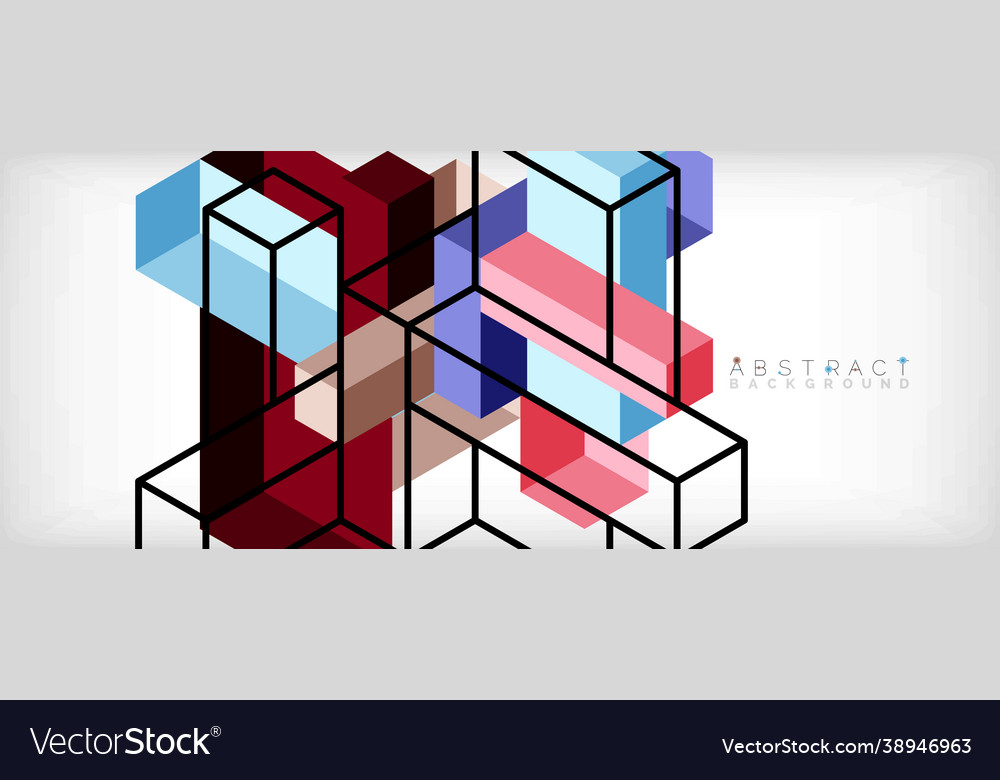Abstract background 3d cubes cubic elements vector image Abstract background 3d cubes cubic elements