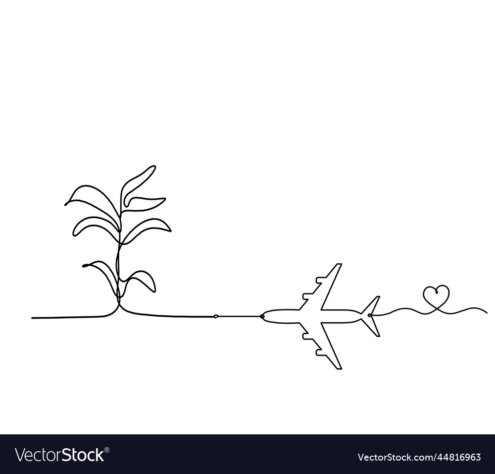 Abstract tree with plane as line drawing