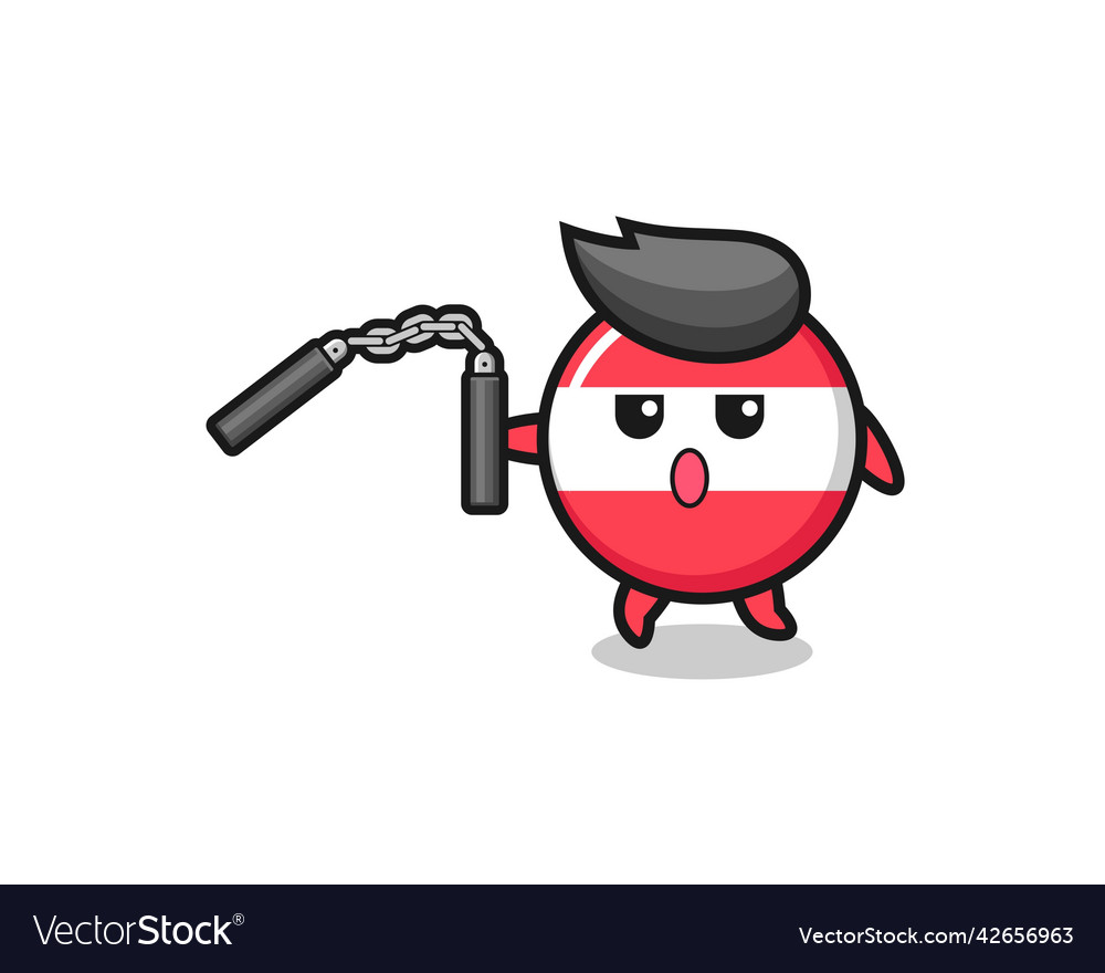 Cartoon of austria flag using nunchaku