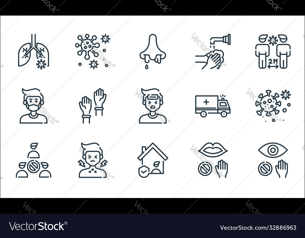 Coronavirus line icons linear set quality