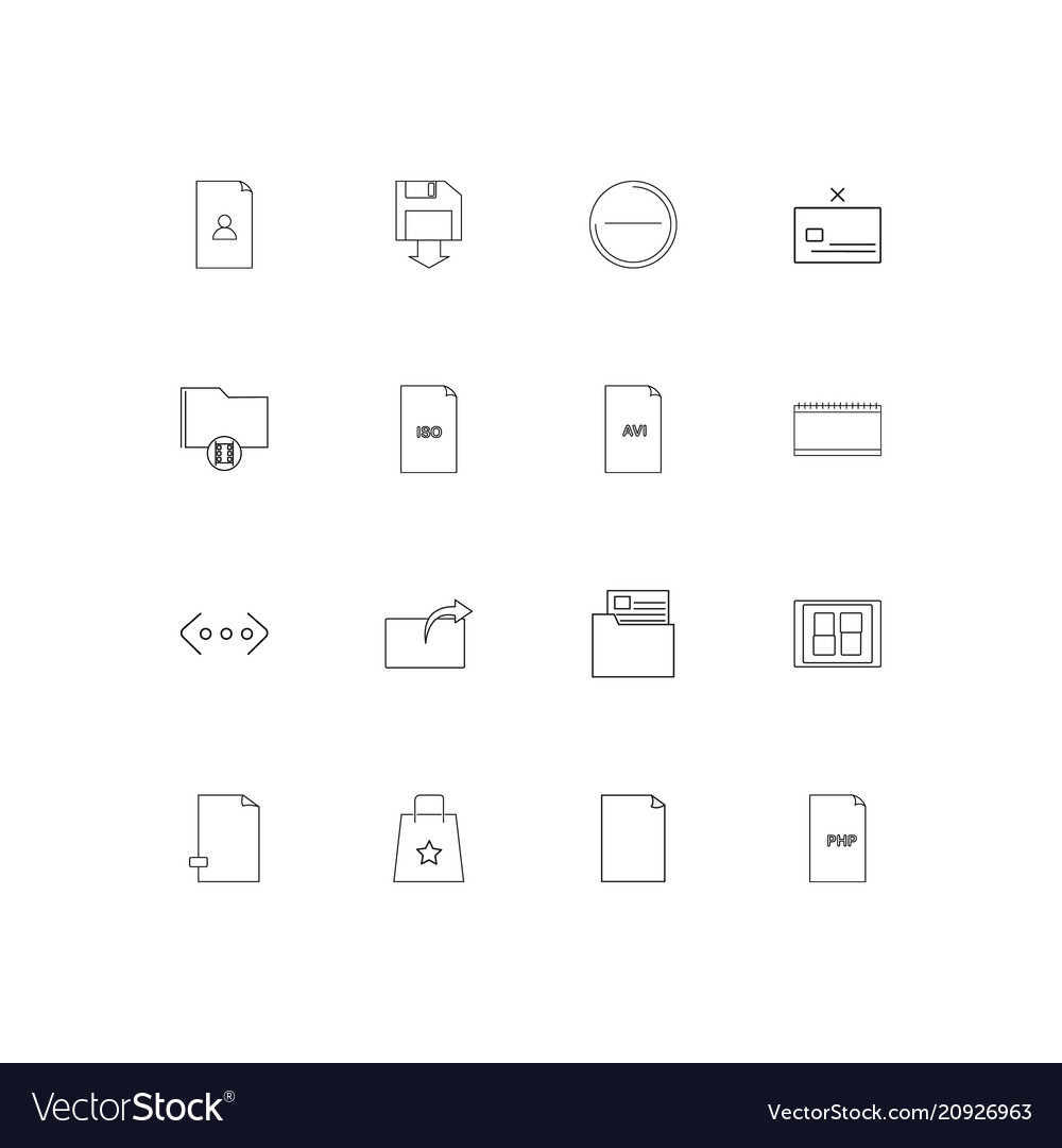 Files and folders sign linear thin icons set
