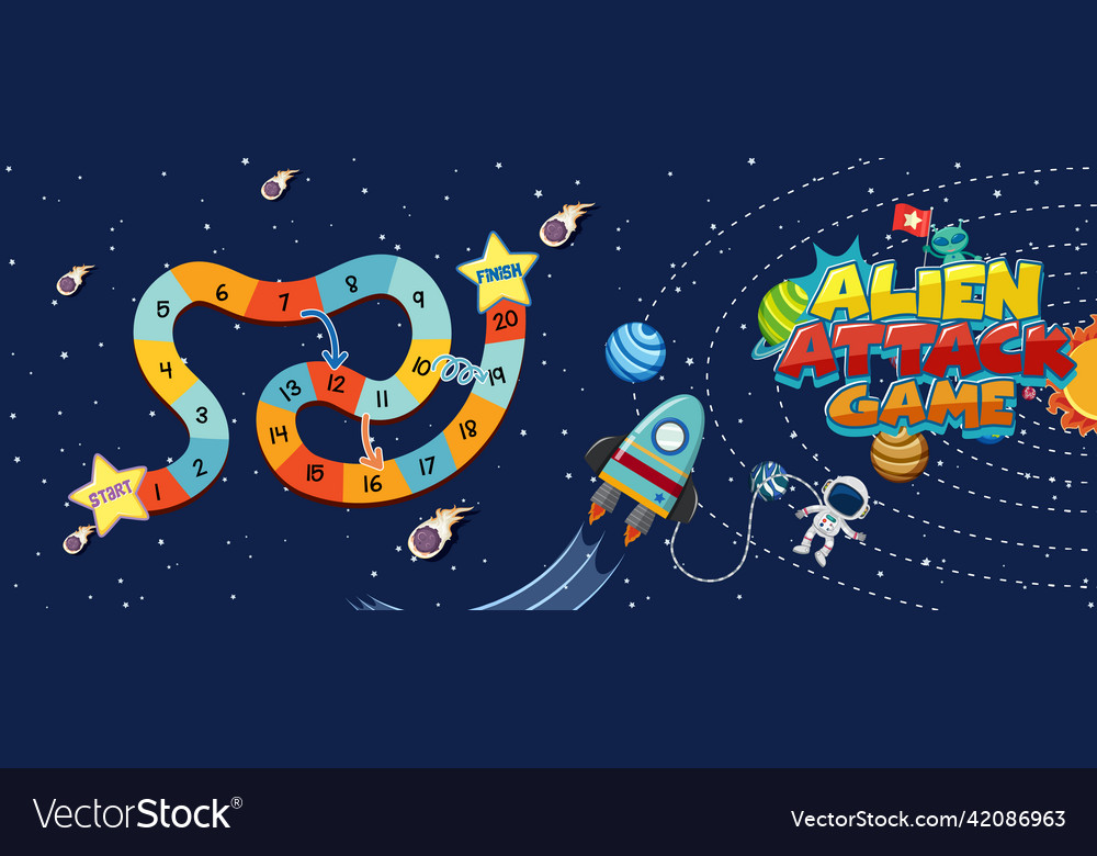Game template with space theme background vector image Game template with space theme background