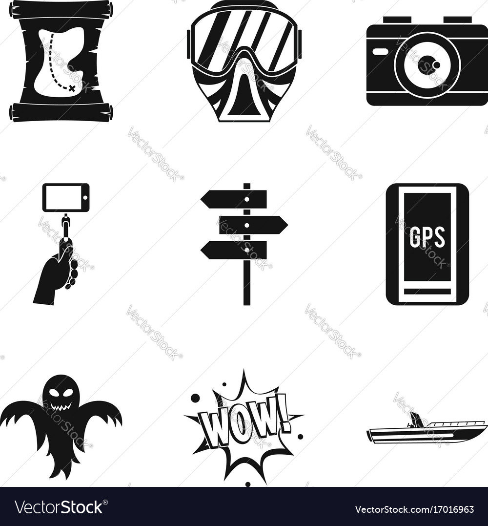 Gps tracking icons set simple style Royalty Free Vector