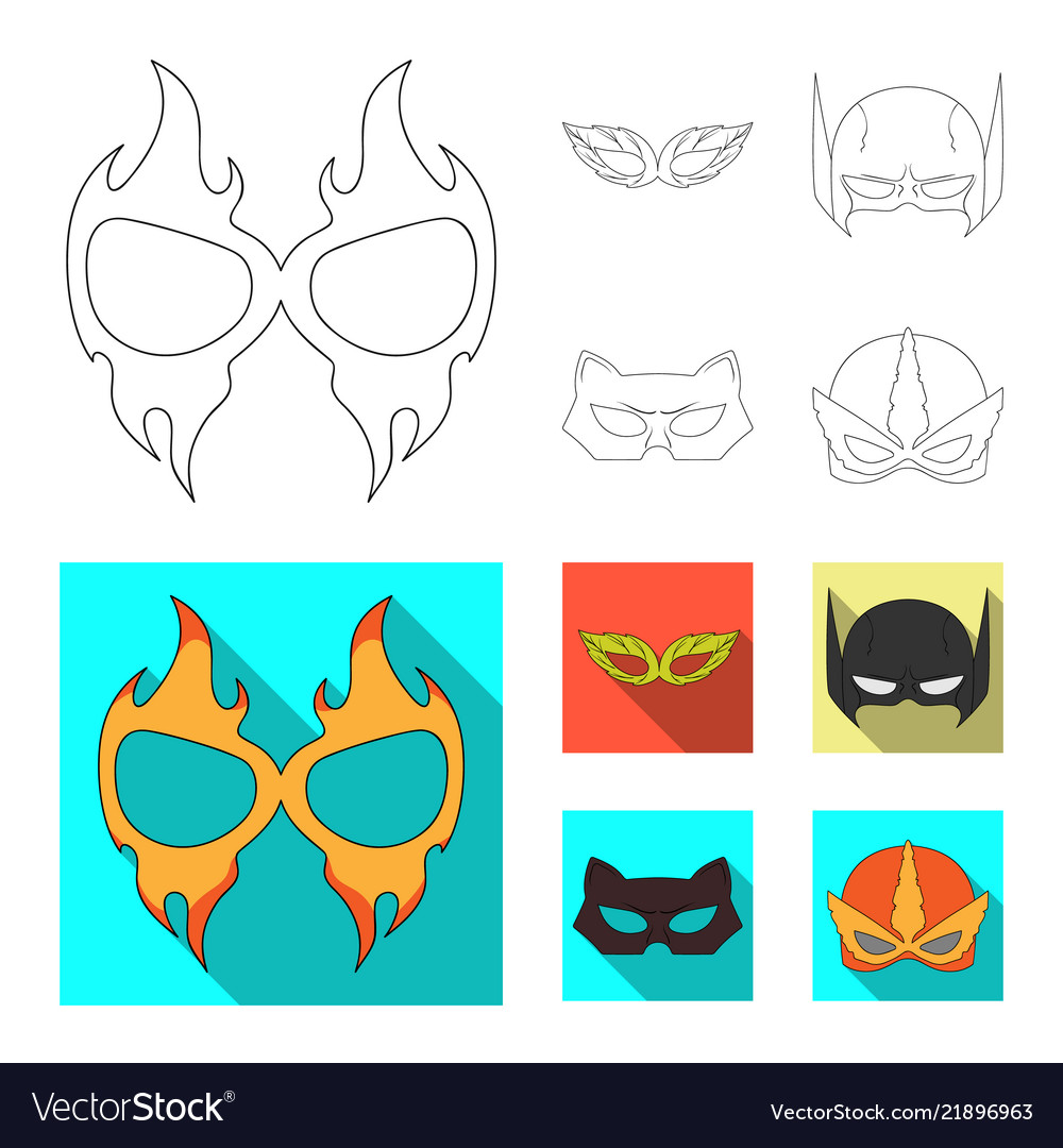 Isolated object of hero and mask sign collection