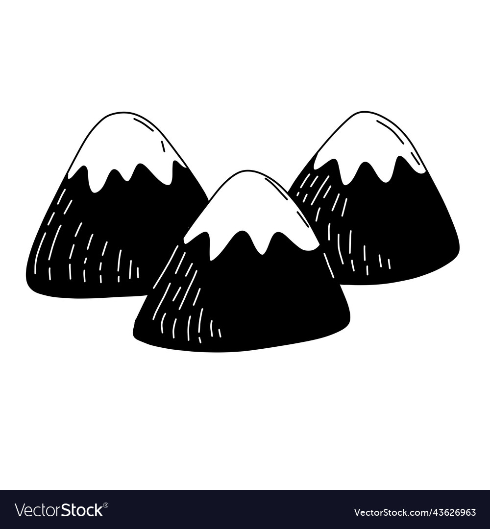 Mountain landscape in children doodle style rock