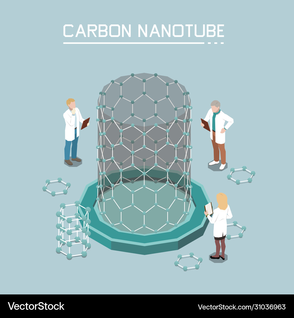 Nanotechnology isometric composition Royalty Free Vector