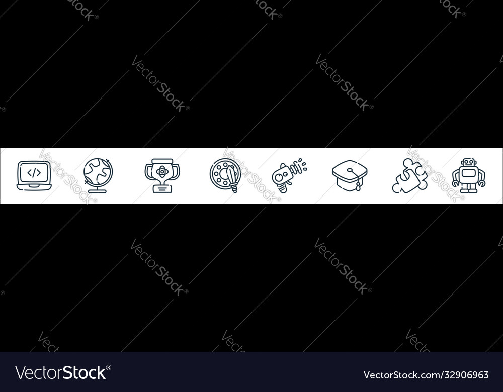 Nerd line icons linear set quality vector image Nerd line icons linear set quality