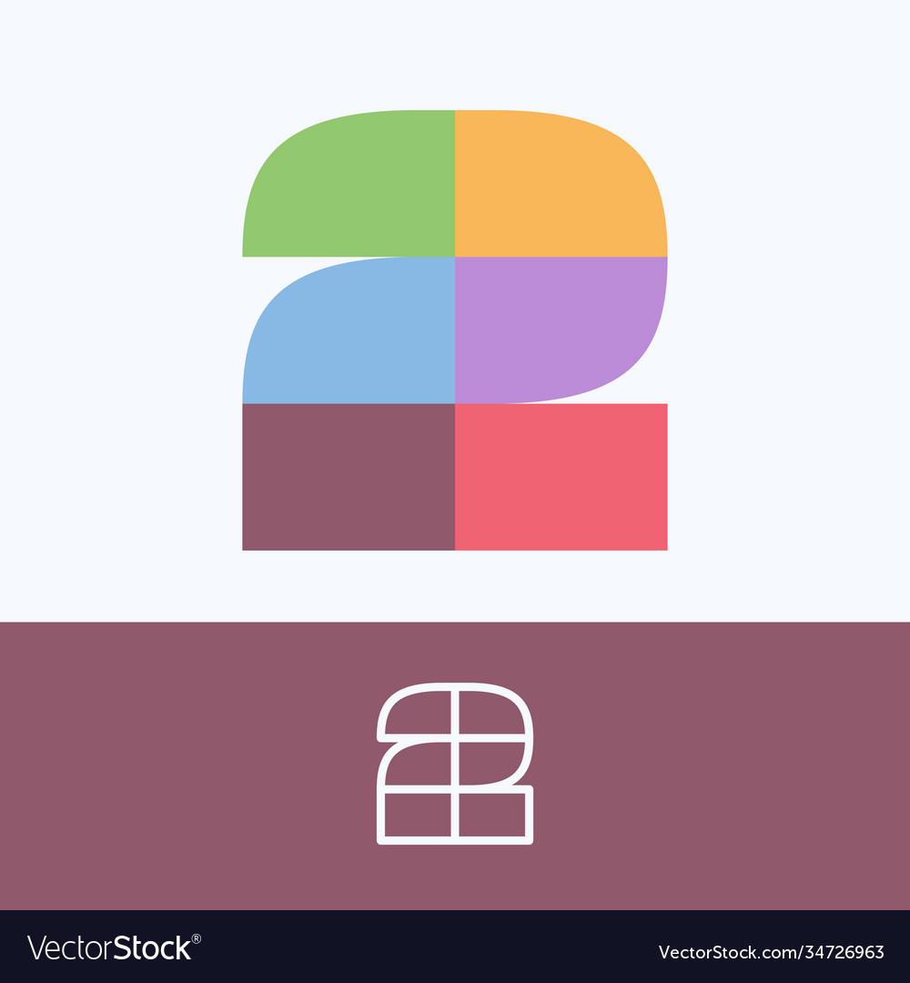 Number two logo made pattern blocks vector image Number two logo made pattern blocks