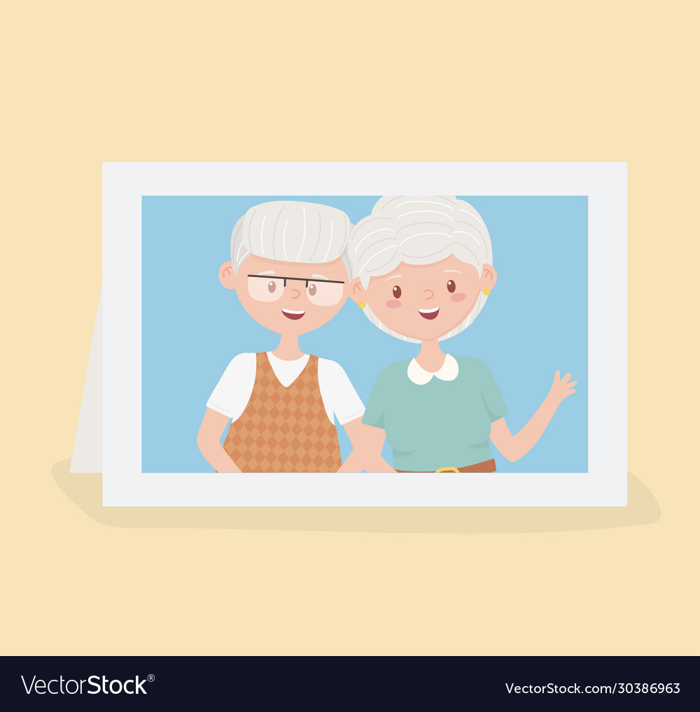 Old people cute couple grandparents in photo