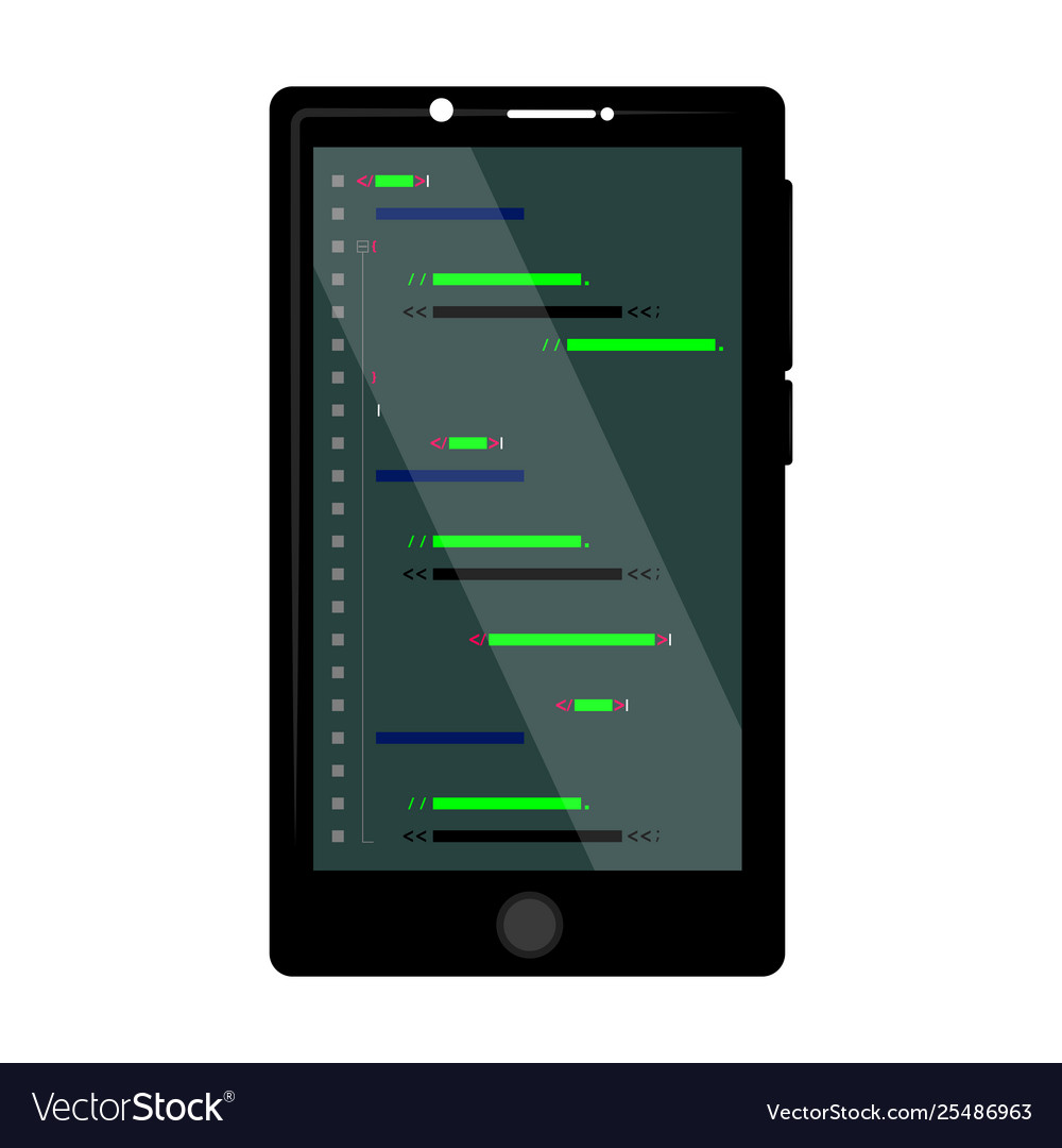 Programming code on a smartphone screen