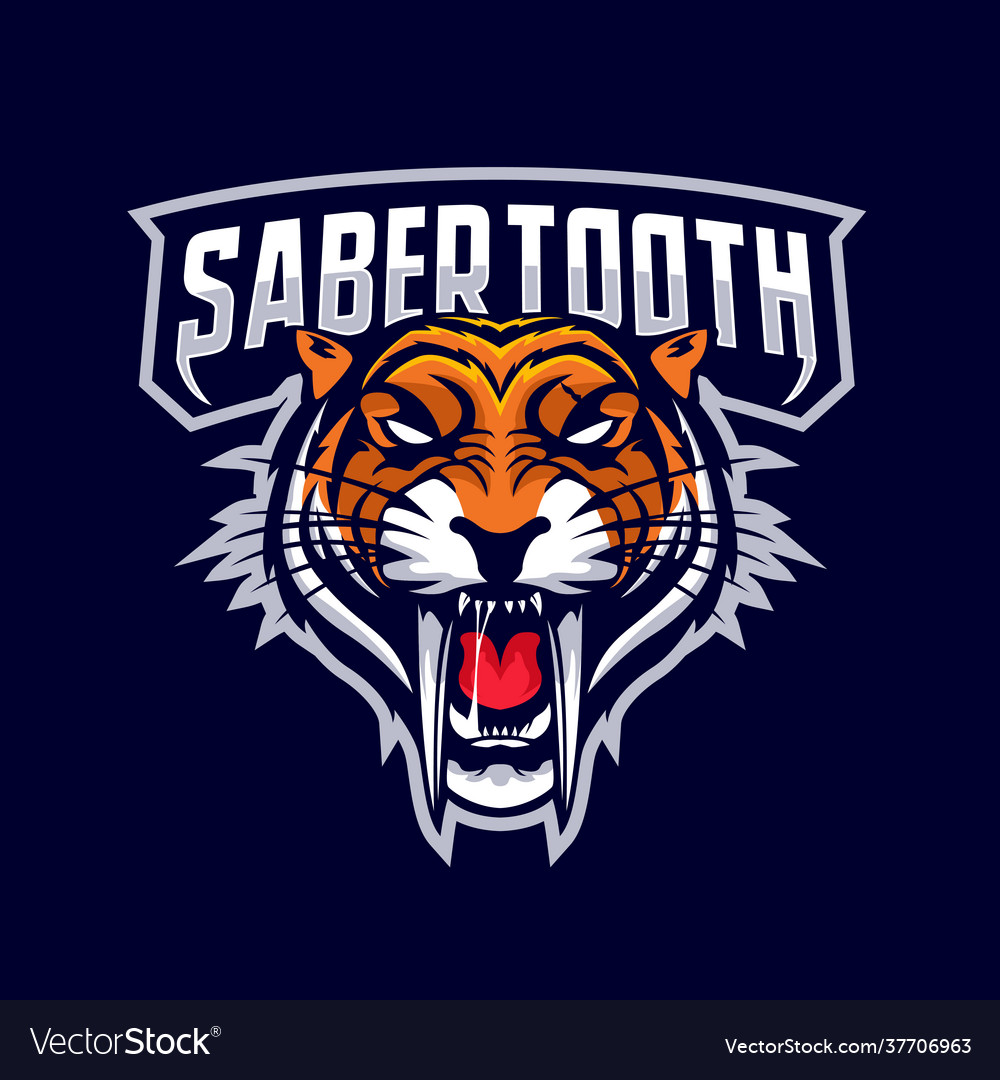 Sabertooth head mascot logo Royalty Free Vector Image