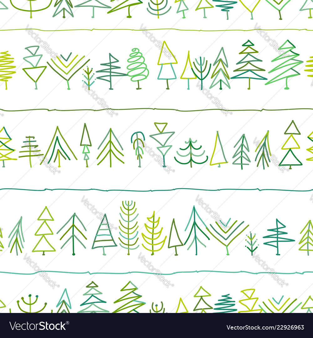 Seamless pattern with trees sketch for your vector image Seamless pattern with trees sketch for your