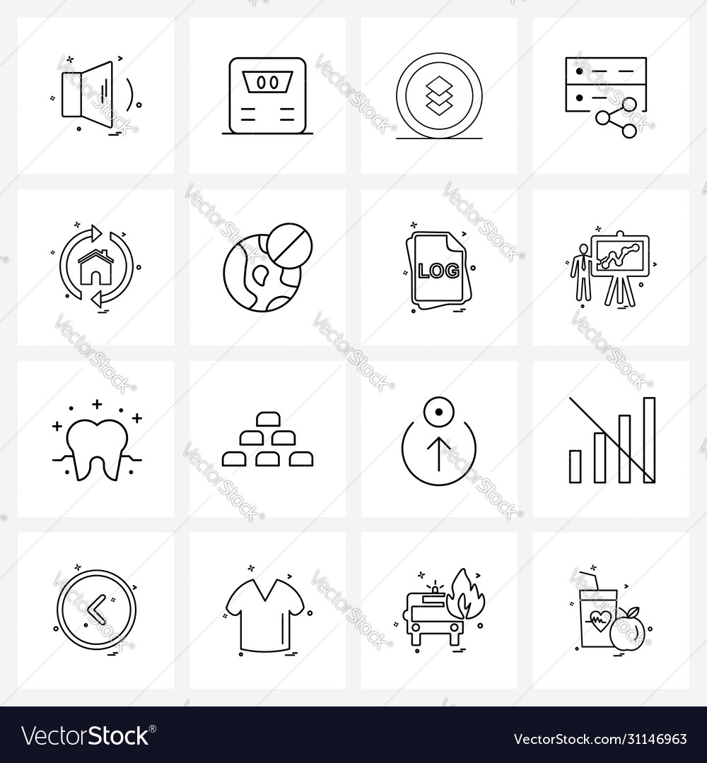 Set 16 simple line icons property share