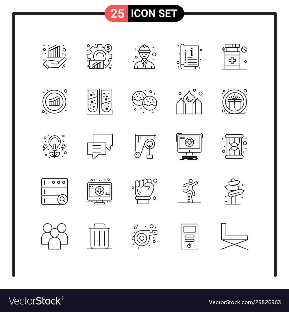 Set 25 line style icons for web and mobile Vector Image Set 25 line style icons for web and mobile