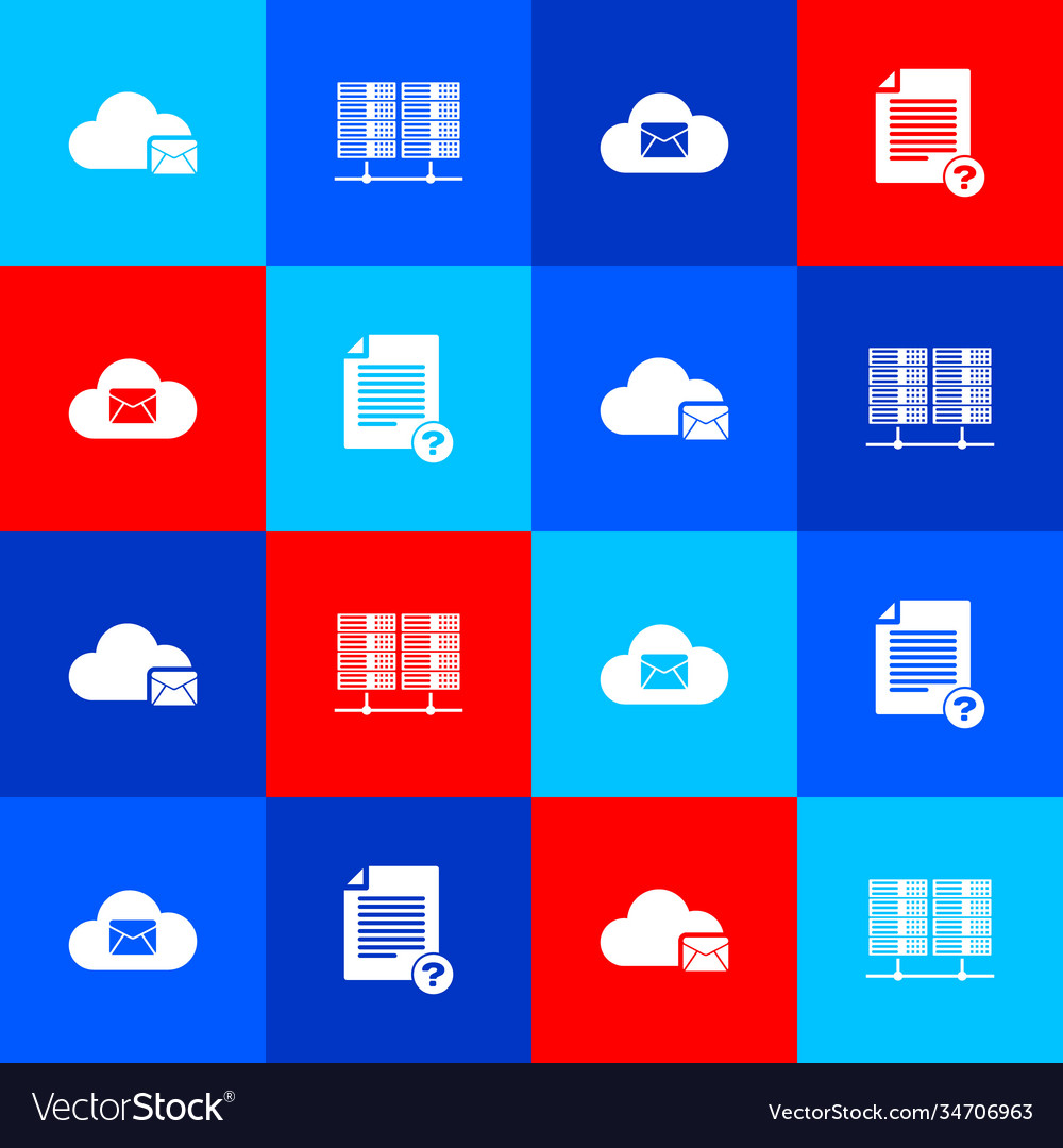 Cloud-Mail-Server-Datenwebhosting einstellen vector image Cloud-Mail-Server-Datenwebhosting einstellen