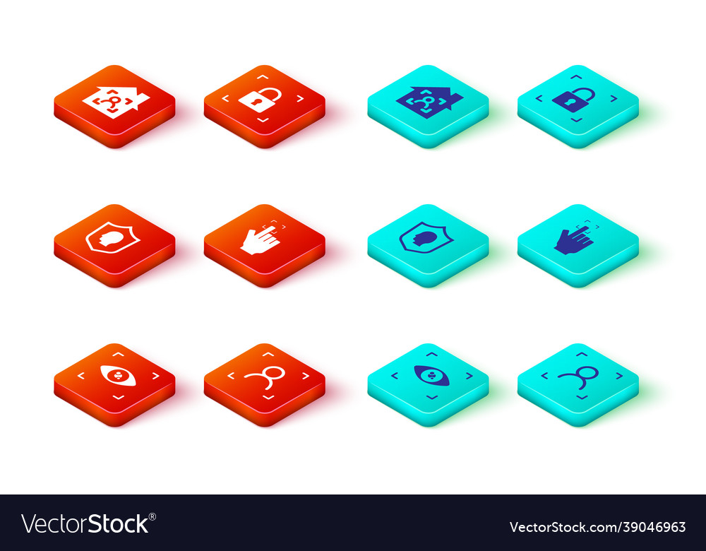 Set eye scan face recognition user protection vector image Set eye scan face recognition user protection
