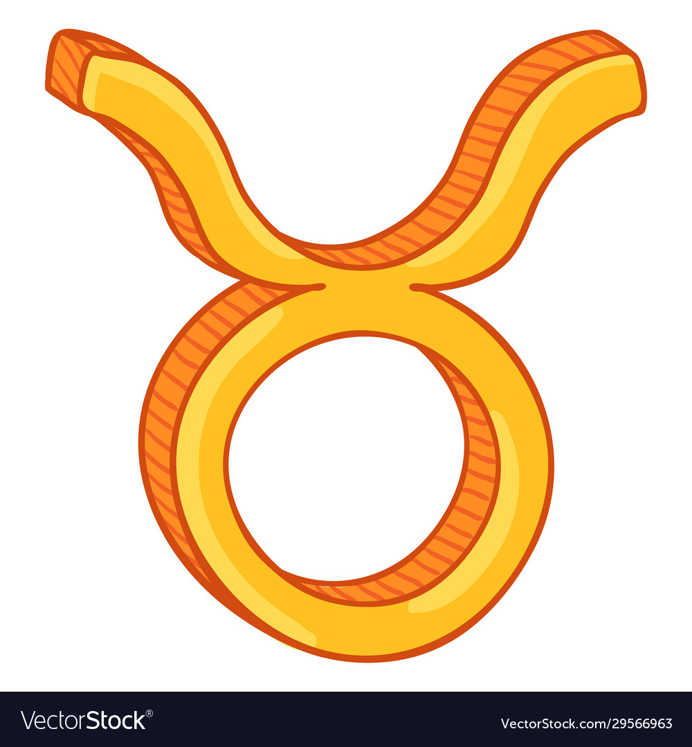 Single golden cartoon zodiac sign - taurus