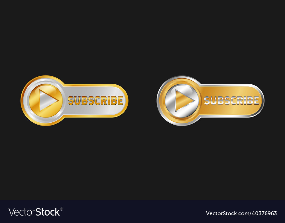 Subscribe gold button with glossy effect and play Vector Image Subscribe gold button with glossy effect and play