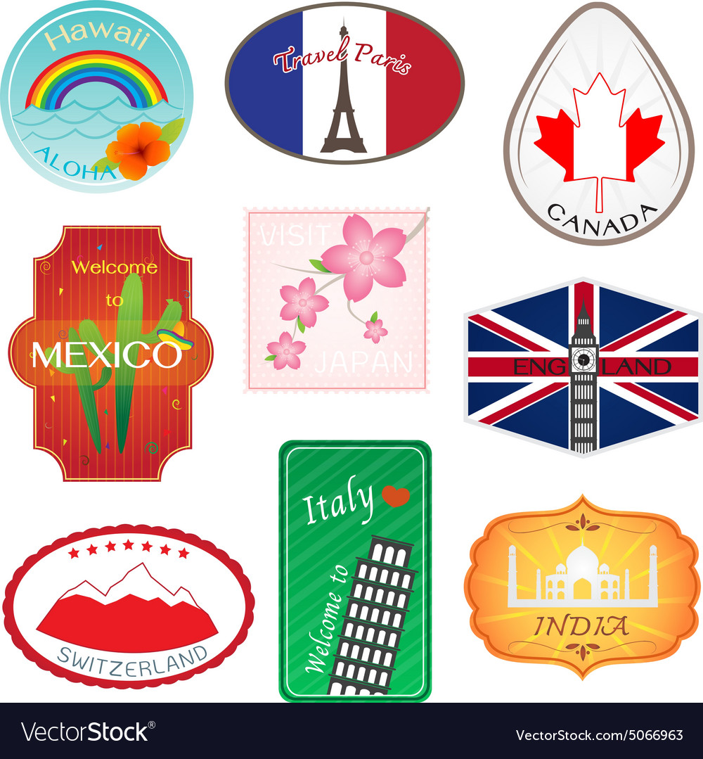 Travel stickers design collection