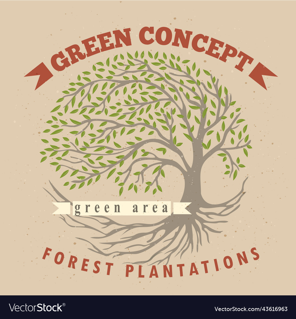 Tree emblem label template vector image Tree emblem label template