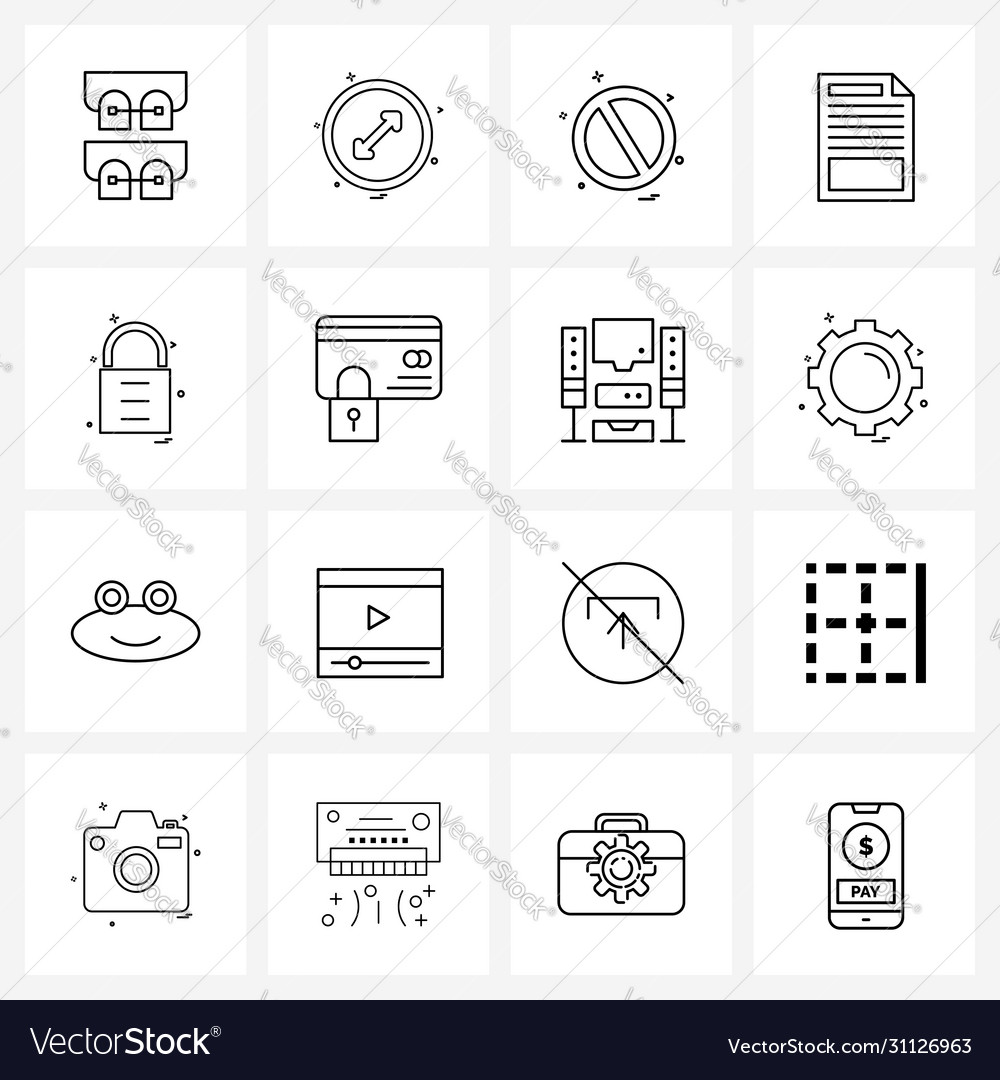 Ui set 16 basic line icons banking security