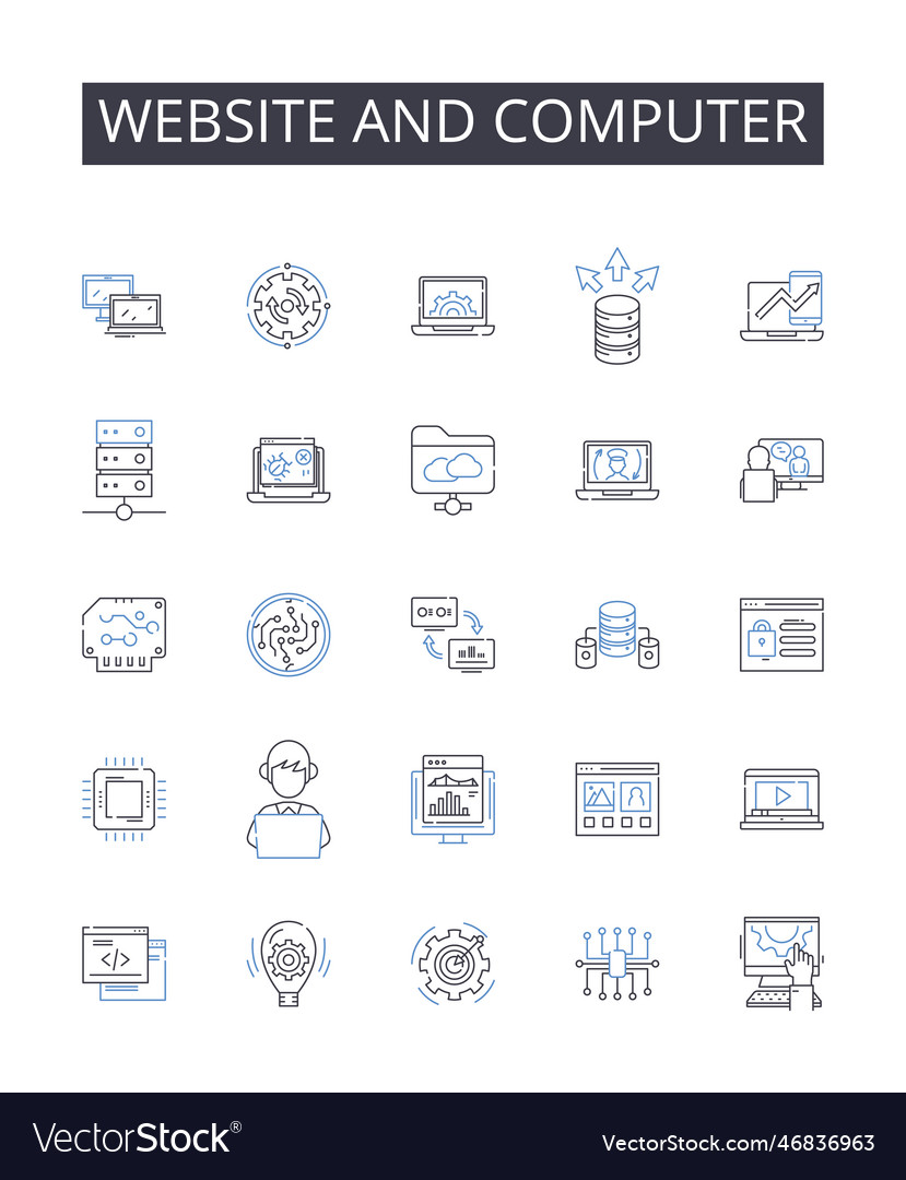 Website and computer line icons collection