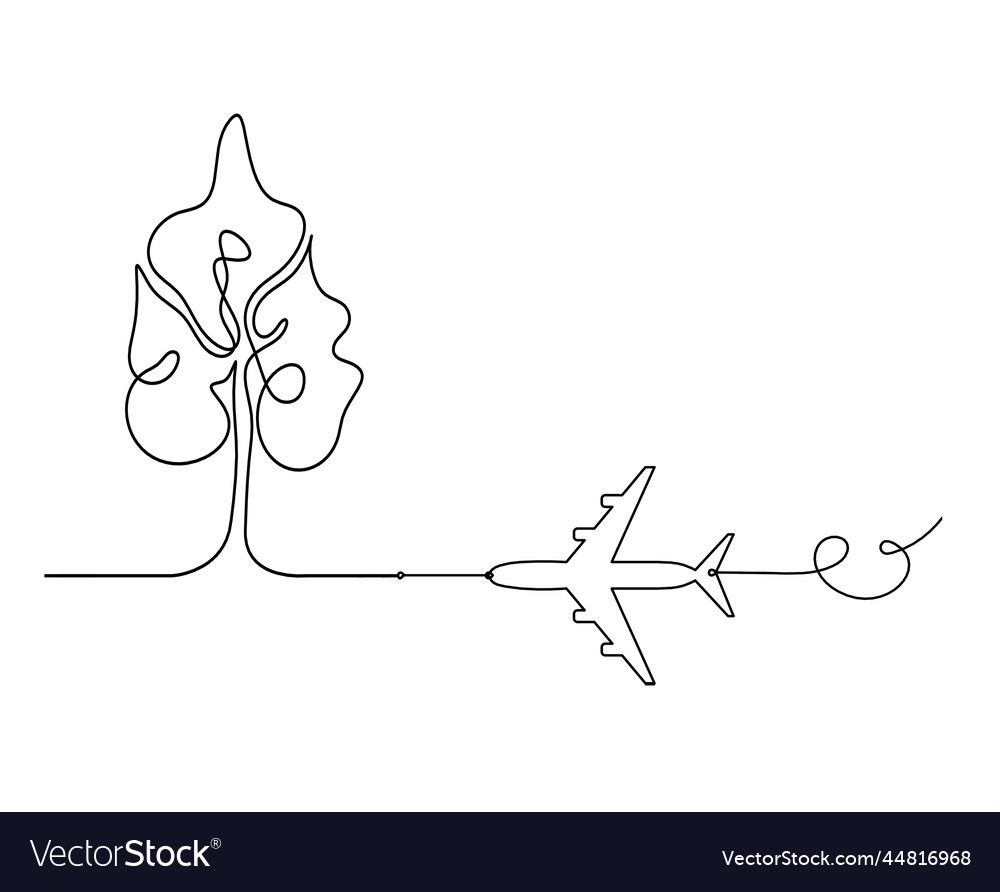 Abstract tree with plane as line drawing