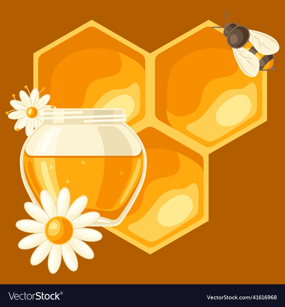 Background with honey items image for food vector image Background with honey items image for food