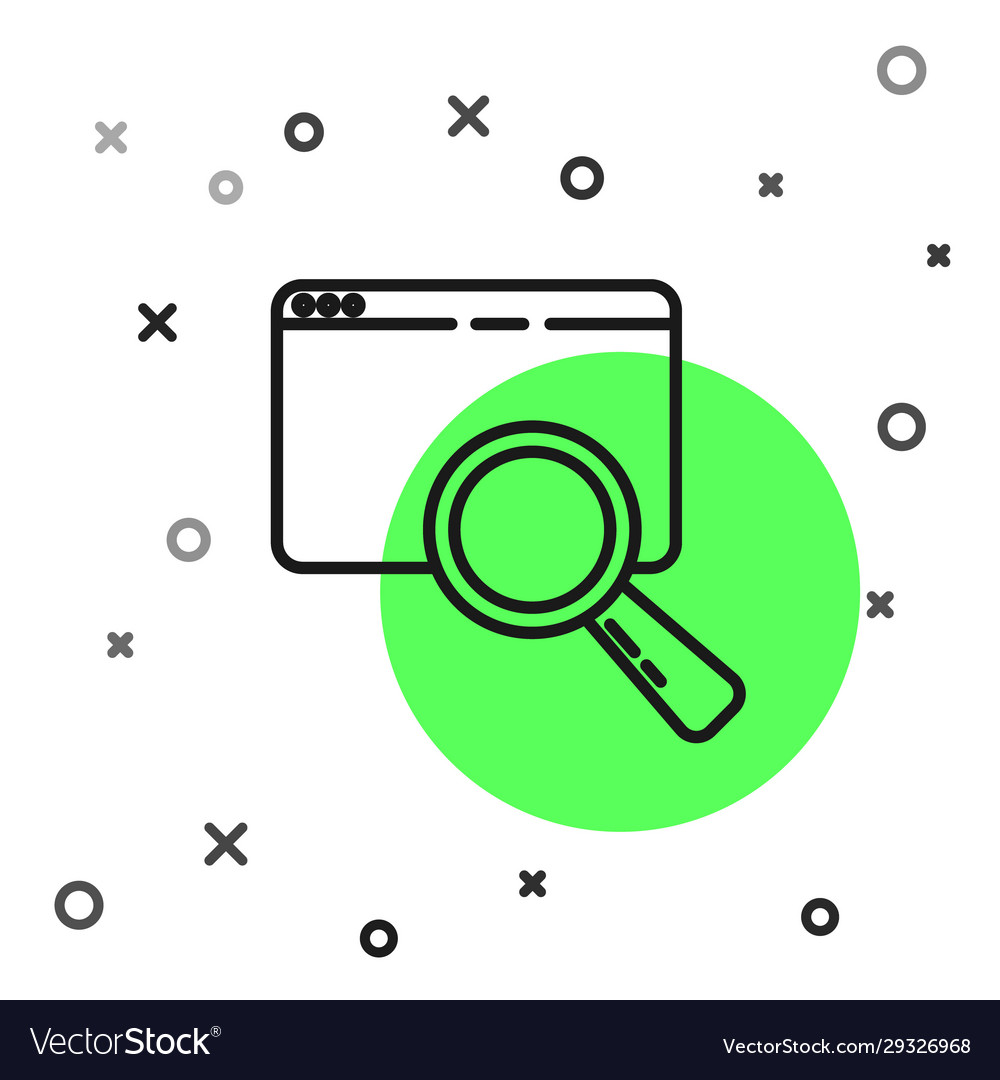 Black line search in a browser window icon vector image Black line search in a browser window icon