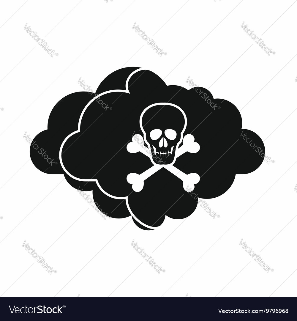 Cloud with skull and bones icon simple style Vector Image