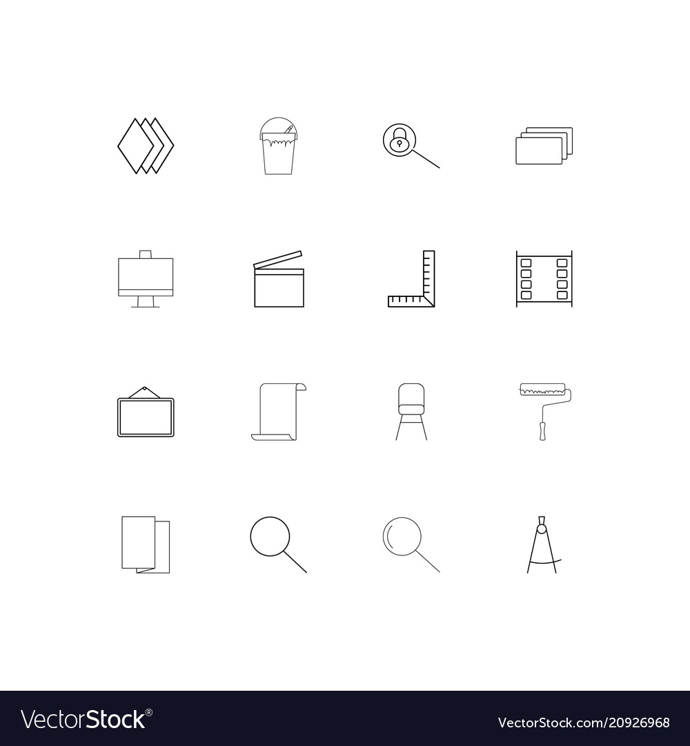 Creative process and design linear thin icons set