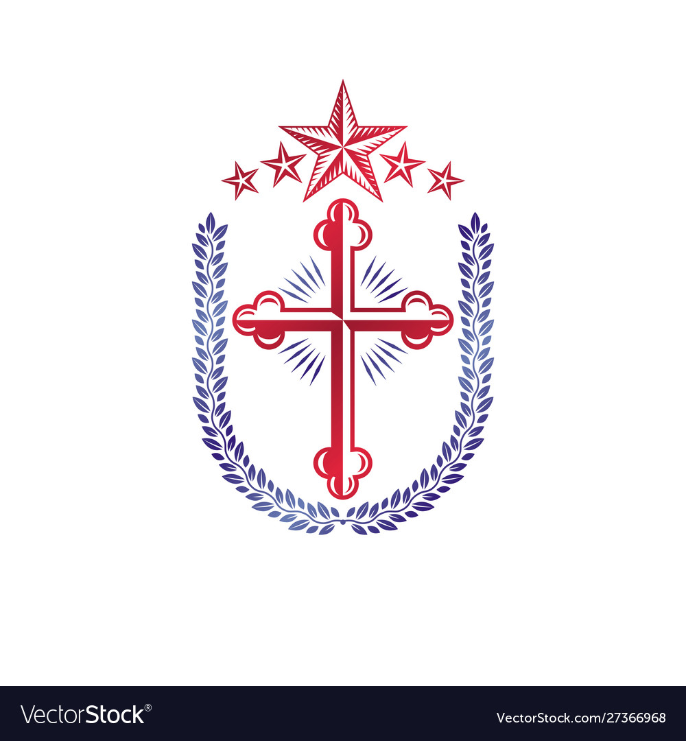 Cross religious vintage emblem created using vector image Cross religious vintage emblem created using
