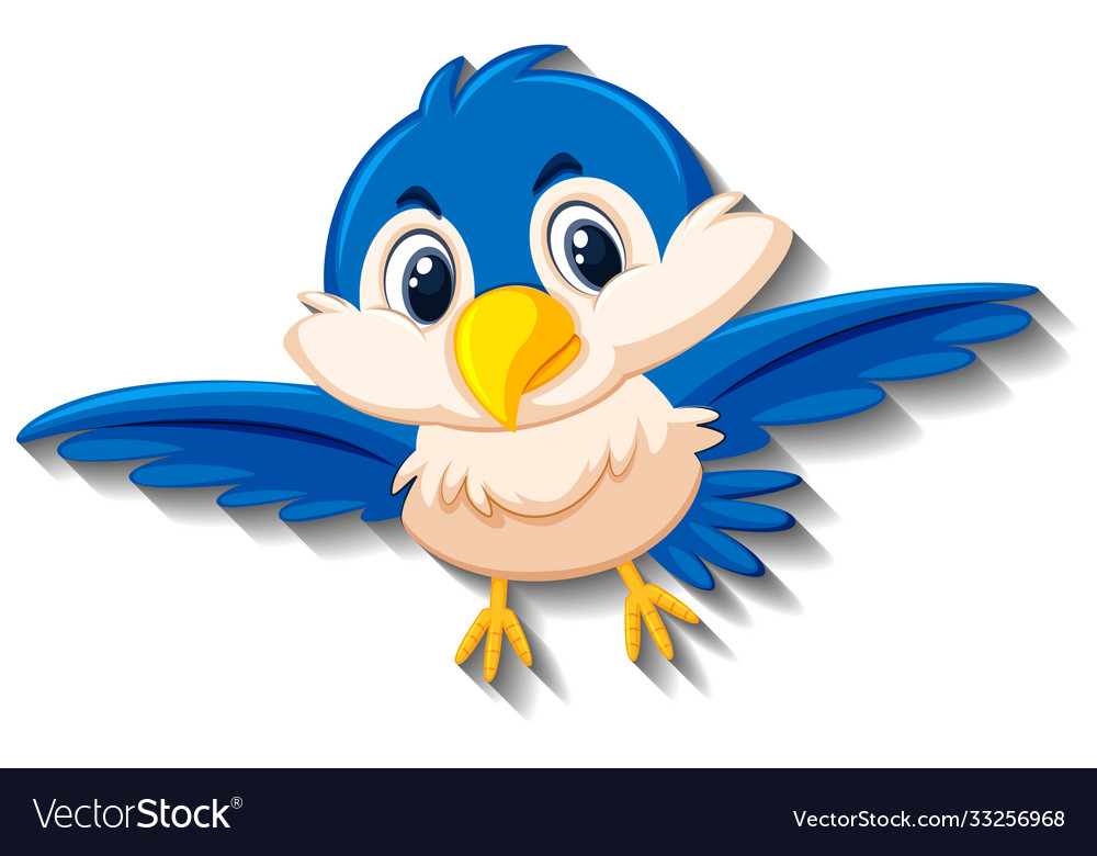 Cute blue bird cartoon character Royalty Free Vector Image